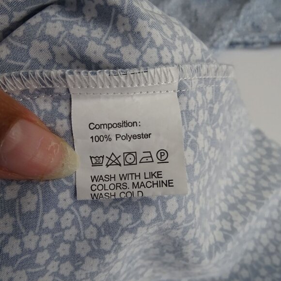 Shein Blue Printed Faux Wrap Dress With Ruffle Short Sleeves Women Size XL US 12 - Picture 7 of 12